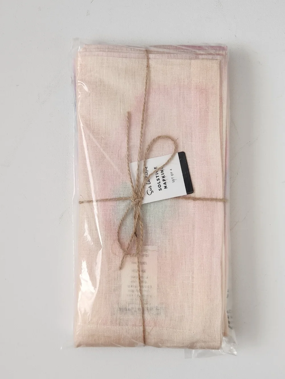 Sur la Table Solstice Watercolor Pink Linen Napkins - Set of 4 - New